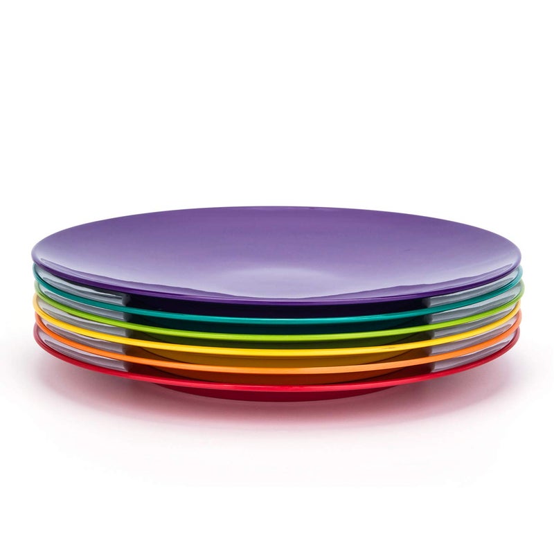 KX-WARE Melamine Plates, 10.5-inch Dinner Plates set of 6 Multicolor, 100% Melamine Dishwasher Safe BPA Free - Image 3